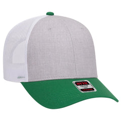 OTTO 83-1239 6 Panel Low Profile Mesh Back Trucker Cap - Kelly/HeatherGray/White - Kelly/HeatherGray/White / 6 1/2’’