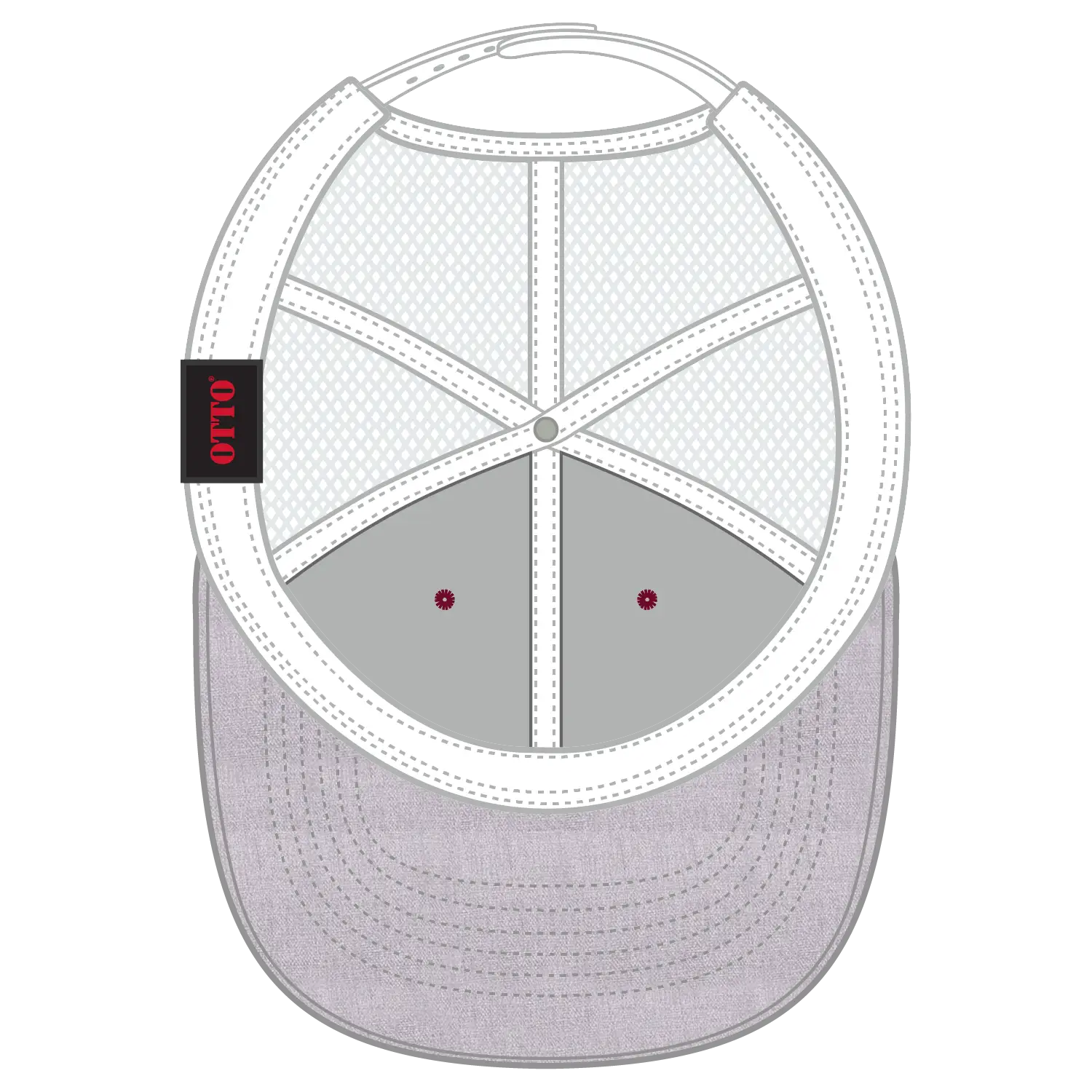 OTTO 83-1239 6 Panel Low Profile Mesh Back Trucker Cap - HeatherGray/Red/White - HeatherGray/Red/White / 6 1/2’’ - 7