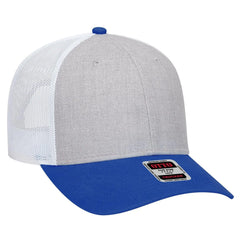 OTTO 83-1239 6 Panel Low Profile Mesh Back Trucker Cap - Royal/HeatherGry/White - Royal/HeatherGry/White / 6 1/2’’ - 7
