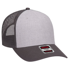 OTTO 83-1239 6 Panel Low Profile Mesh Back Trucker Cap - CharcoalGray/HeatherGray/CharcoalGray