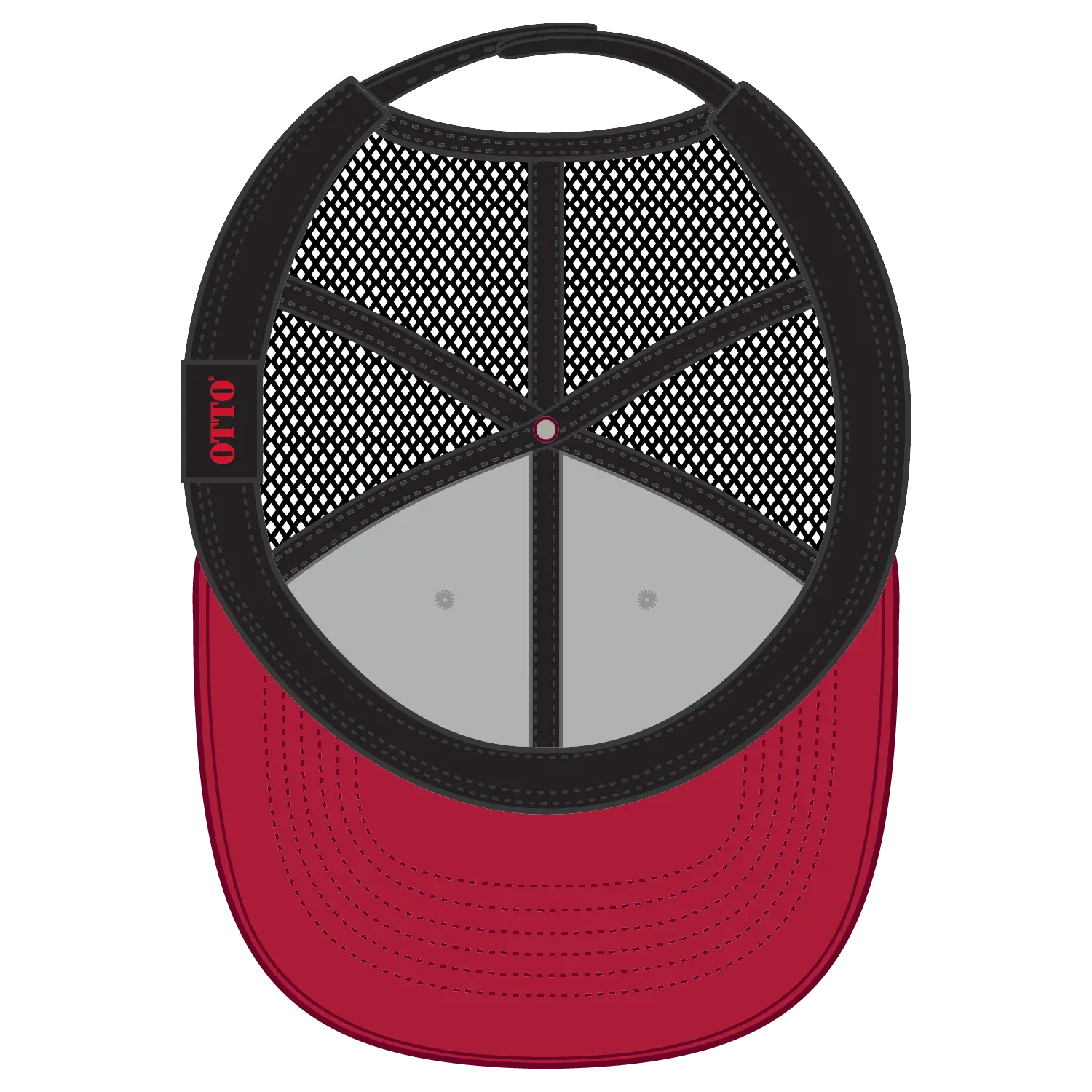 OTTO 83-1239 6 Panel Low Profile Mesh Back Trucker Cap - Red/HeatherGry/Black - Red/HeatherGry/Black / 6 1/2’’ - 7 5/8’’