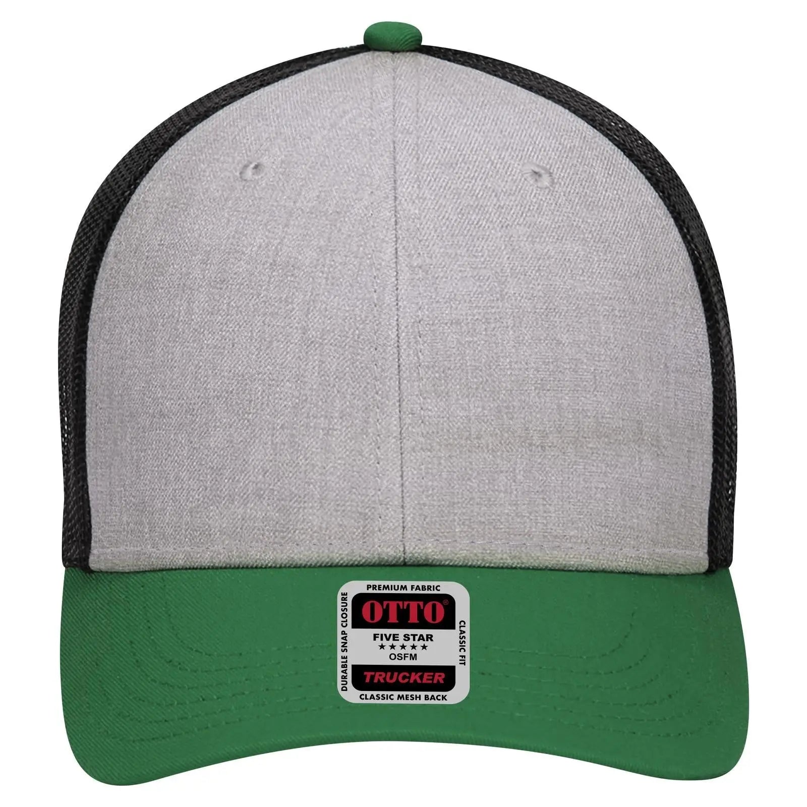 OTTO 83-1239 6 Panel Low Profile Mesh Back Trucker Cap - Kelly/HeatherGray/Black - Kelly/HeatherGray/Black / 6 1/2’’