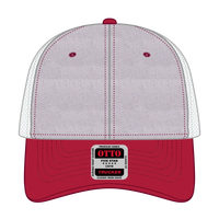 OTTO 83-1239 6 Panel Low Profile Mesh Back Trucker Cap - Red/HeatherGry/White - Red/HeatherGry/White / 6 1/2’’ - 7 5/8’’
