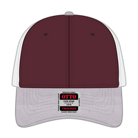 OTTO 83-1239 6 Panel Low Profile Mesh Back Trucker Cap - HeatherGray/Maroon/White - HeatherGray/Maroon/White / 6 1/2’’