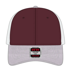OTTO 83-1239 6 Panel Low Profile Mesh Back Trucker Cap - HeatherGray/Maroon/White - HeatherGray/Maroon/White / 6 1/2’’