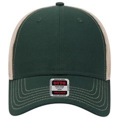 OTTO 83-1239 6 Panel Low Profile Mesh Back Trucker Cap - Dk.Grn/Dk.Grn/Kha - Dk.Grn/Dk.Grn/Kha / 6 1/2’’ - 7 5/8’’