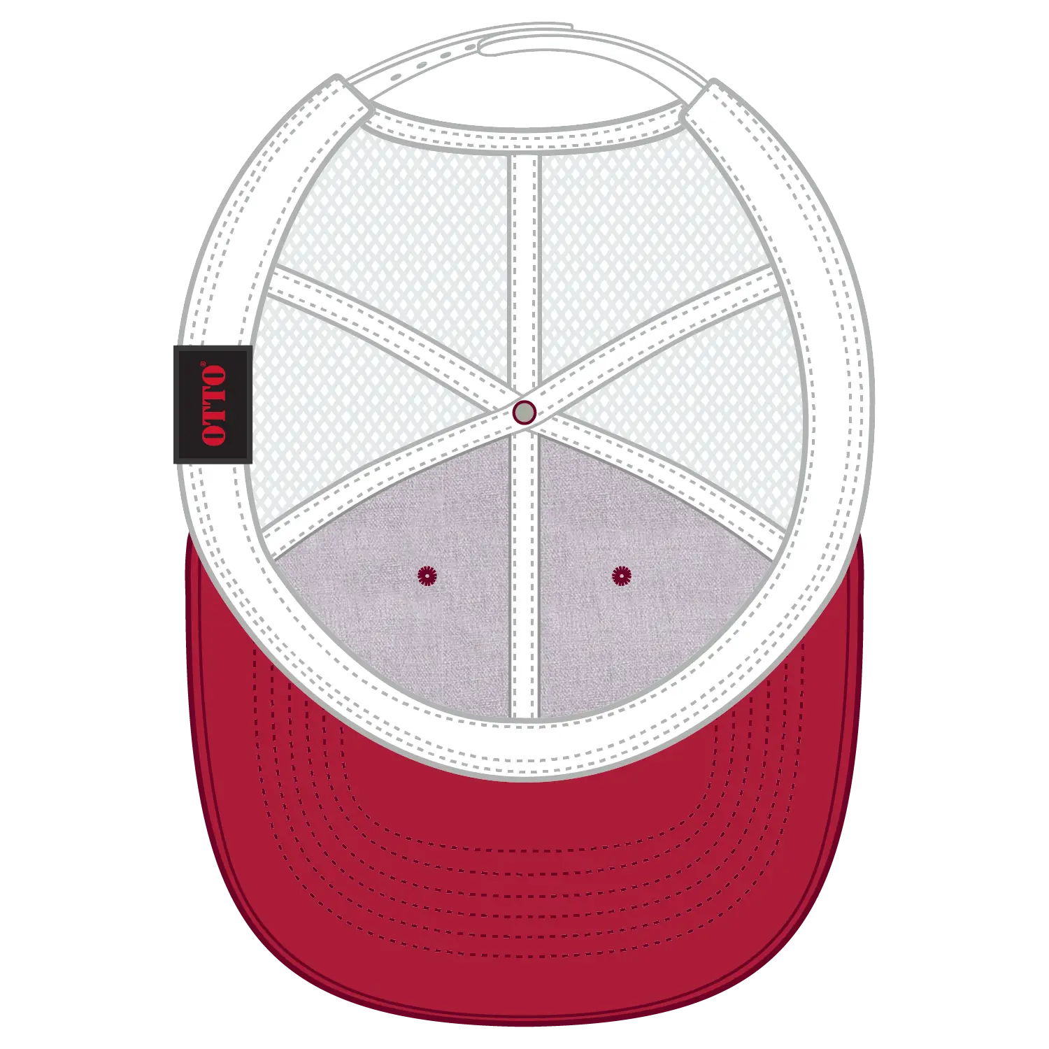 OTTO 83-1239 6 Panel Low Profile Mesh Back Trucker Cap - Red/HeatherGry/White - Red/HeatherGry/White / 6 1/2’’ - 7 5/8’’