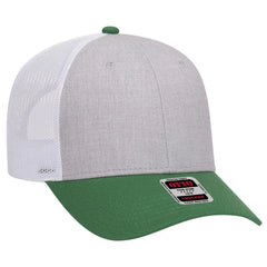 OTTO 83-1239 6 Panel Low Profile Mesh Back Trucker Cap - Kelly/HeatherGray/White - Kelly/HeatherGray/White / 6 1/2’’