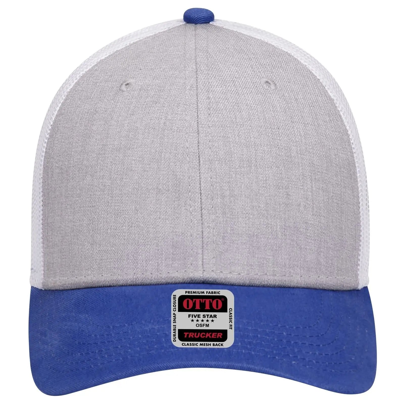 OTTO 83-1239 6 Panel Low Profile Mesh Back Trucker Cap - Royal/HeatherGry/White - Royal/HeatherGry/White / 6 1/2’’ - 7
