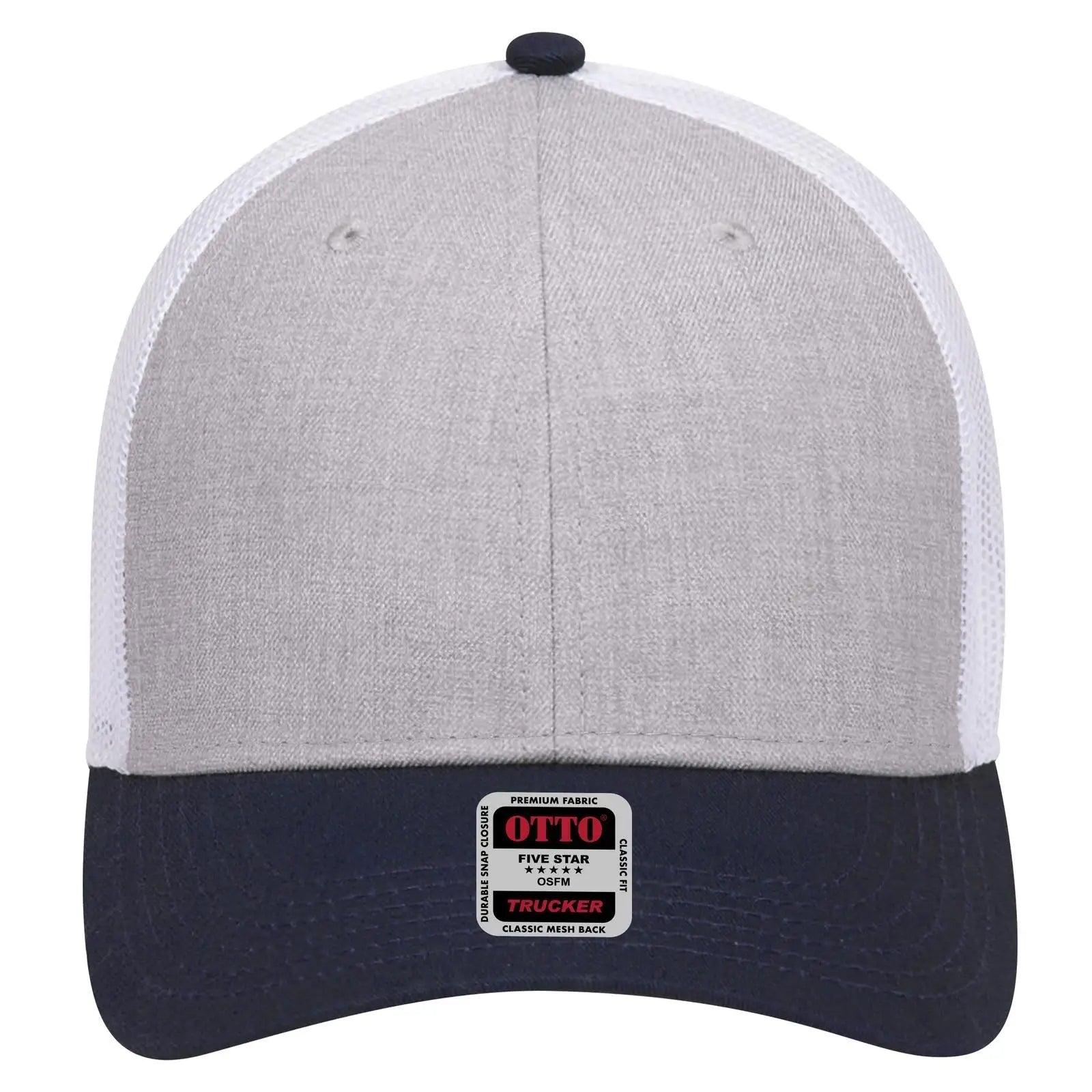 OTTO 83-1239 6 Panel Low Profile Mesh Back Trucker Cap - Navy/HeatherGray/White - Navy/HeatherGray/White / 6 1/2’’ - 7