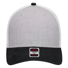 OTTO 83-1239 6 Panel Low Profile Mesh Back Trucker Cap - Black/HeatherGray/White - Black/HeatherGray/White / 6 1/2’’