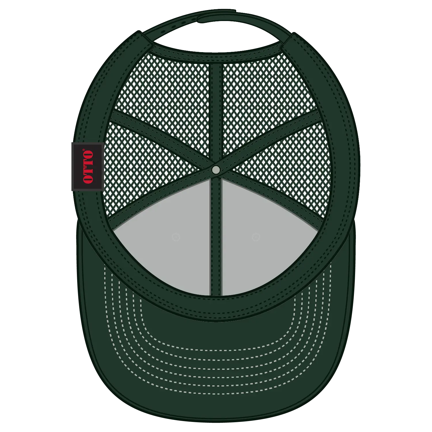 OTTO 83-1239 6 Panel Low Profile Mesh Back Trucker Cap - Dk.Grn/Wht/Dk.Grn - Dk.Grn/Wht/Dk.Grn / 6 1/2’’ - 7 5/8’’