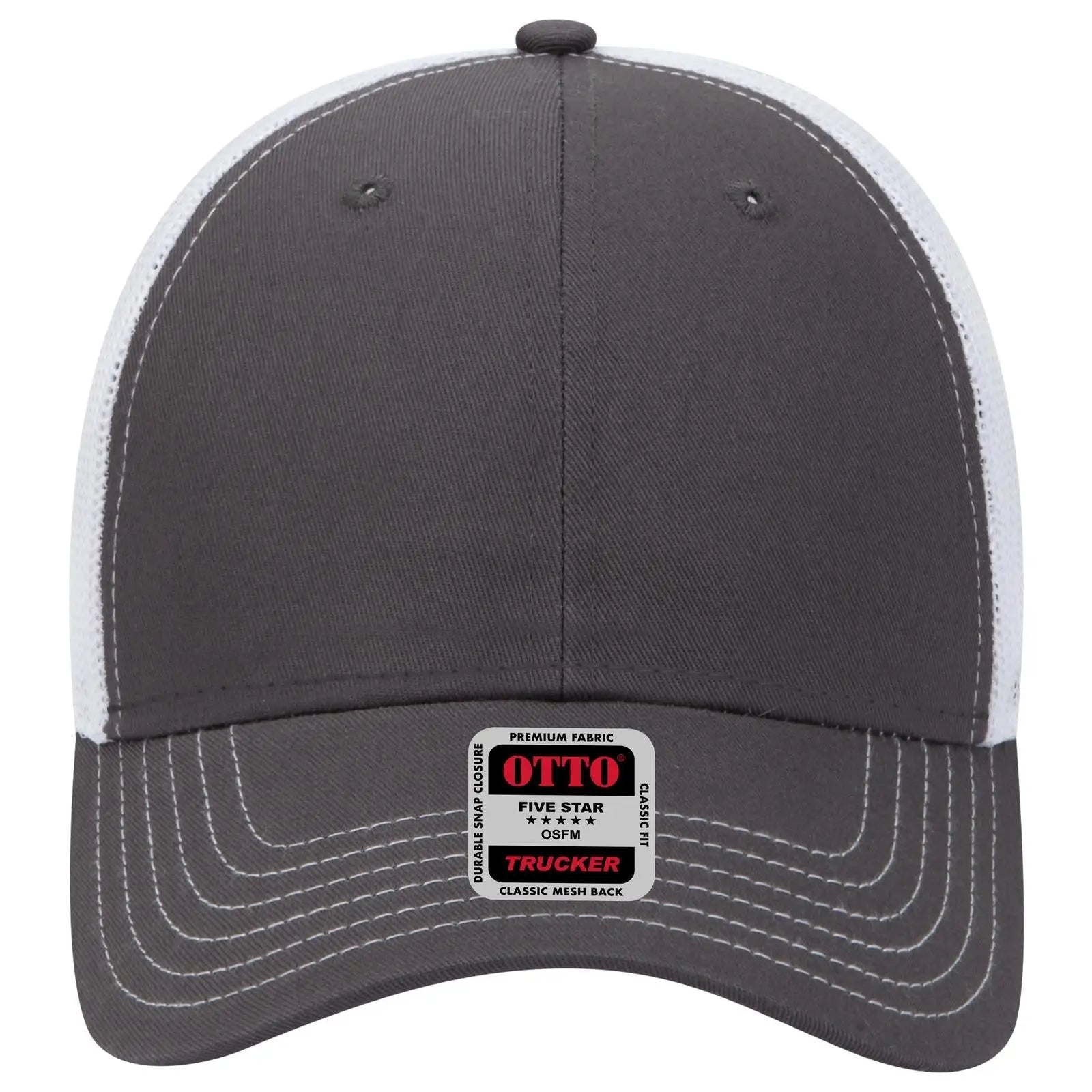 OTTO 83-1239 6 Panel Low Profile Mesh Back Trucker Cap - Ch.Gry/Ch.Gry/Wht - Ch.Gry/Ch.Gry/Wht / 6 1/2’’ - 7 5/8’’