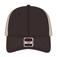 OTTO 83-1239 6 Panel Low Profile Mesh Back Trucker Cap - Dk.Brn/Dk.Brn/Kha - Dk.Brn/Dk.Brn/Kha / 6 1/2’’ - 7 5/8’’