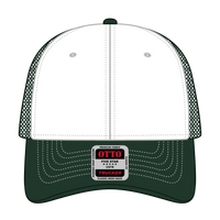 OTTO 83-1239 6 Panel Low Profile Mesh Back Trucker Cap - Dk.Grn/Wht/Dk.Grn - Dk.Grn/Wht/Dk.Grn / 6 1/2’’ - 7 5/8’’