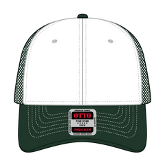 OTTO 83-1239 6 Panel Low Profile Mesh Back Trucker Cap - Dk.Grn/Wht/Dk.Grn - Dk.Grn/Wht/Dk.Grn / 6 1/2’’ - 7 5/8’’