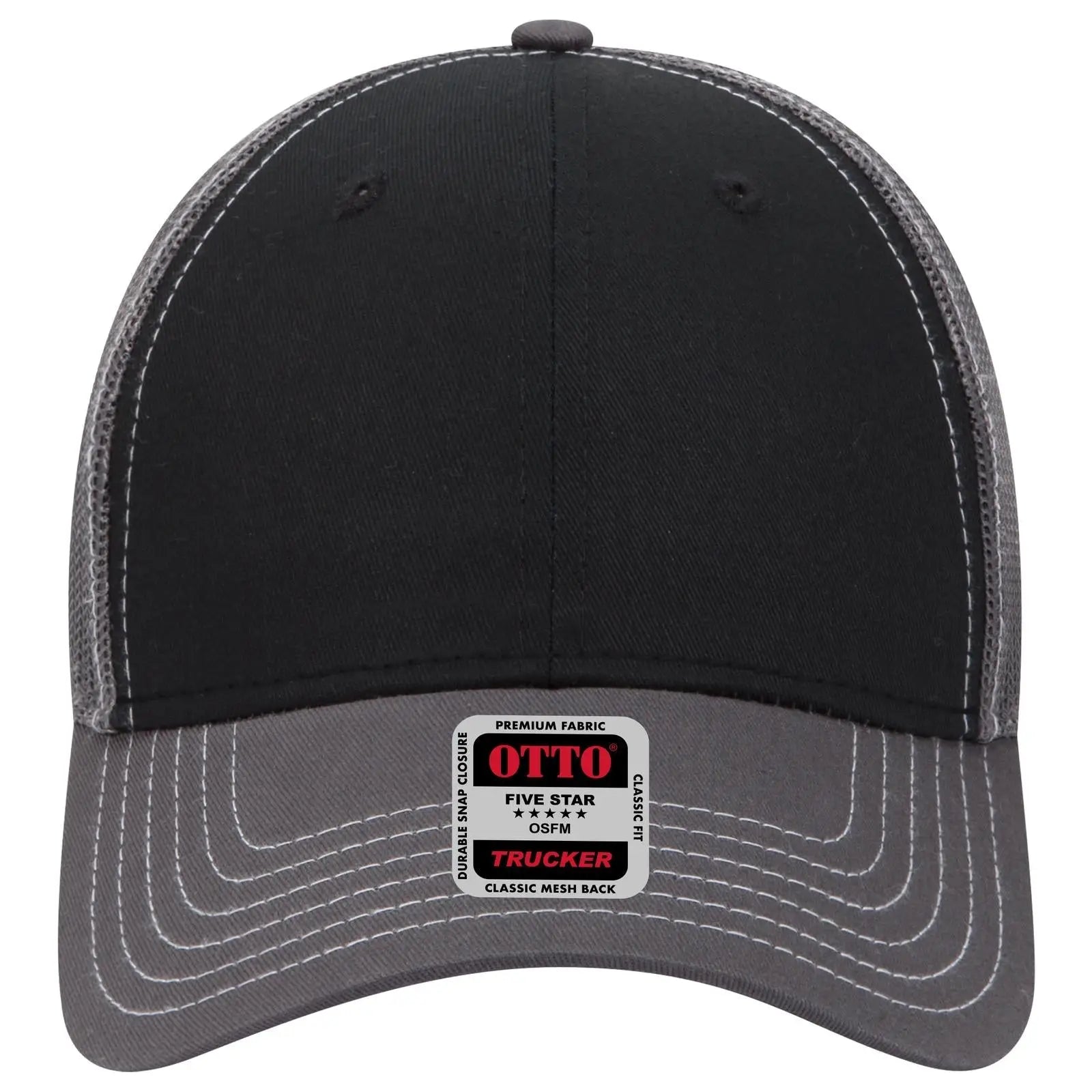 OTTO 83-1239 6 Panel Low Profile Mesh Back Trucker Cap - Ch.Gry/Blk/Ch.Gry - Ch.Gry/Blk/Ch.Gry / 6 1/2’’ - 7 5/8’’