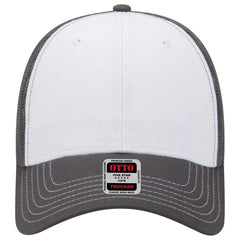 OTTO 83-1239 6 Panel Low Profile Mesh Back Trucker Cap - Ch.Gry/Wht/Ch.Gry - Ch.Gry/Wht/Ch.Gry / 6 1/2’’ - 7 5/8’’