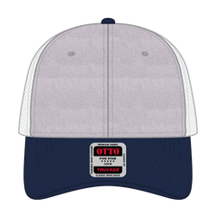OTTO 83-1239 6 Panel Low Profile Mesh Back Trucker Cap - Navy/HeatherGray/White - Navy/HeatherGray/White / 6 1/2’’ - 7