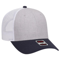 OTTO 83-1239 6 Panel Low Profile Mesh Back Trucker Cap - Navy/HeatherGray/White - Navy/HeatherGray/White / 6 1/2’’ - 7