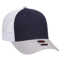 OTTO 83-1239 6 Panel Low Profile Mesh Back Trucker Cap - HeatherGray/Navy/White - HeatherGray/Navy/White / 6 1/2’’ - 7