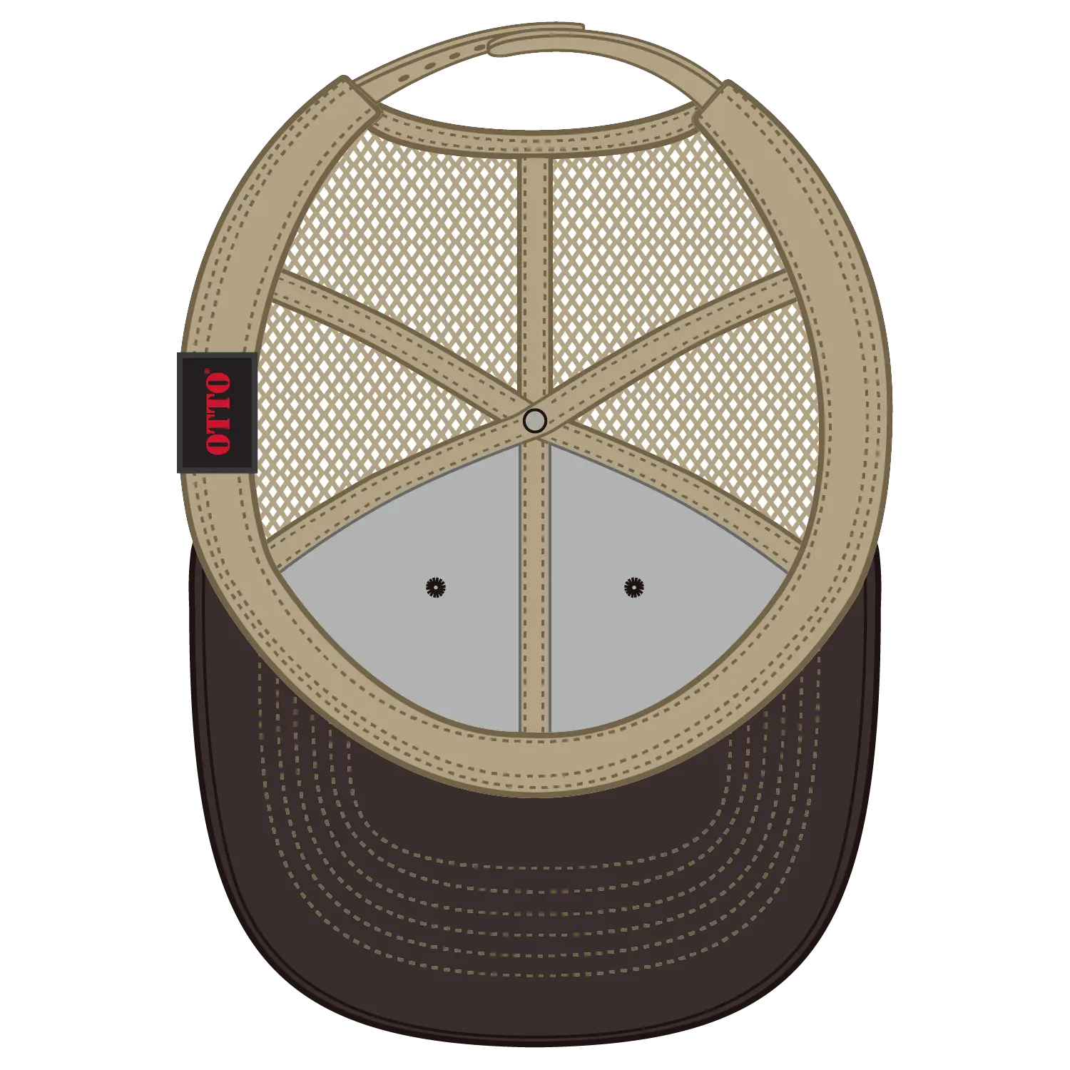 OTTO 83-1239 6 Panel Low Profile Mesh Back Trucker Cap - Dk.Brn/Dk.Brn/Kha - Dk.Brn/Dk.Brn/Kha / 6 1/2’’ - 7 5/8’’
