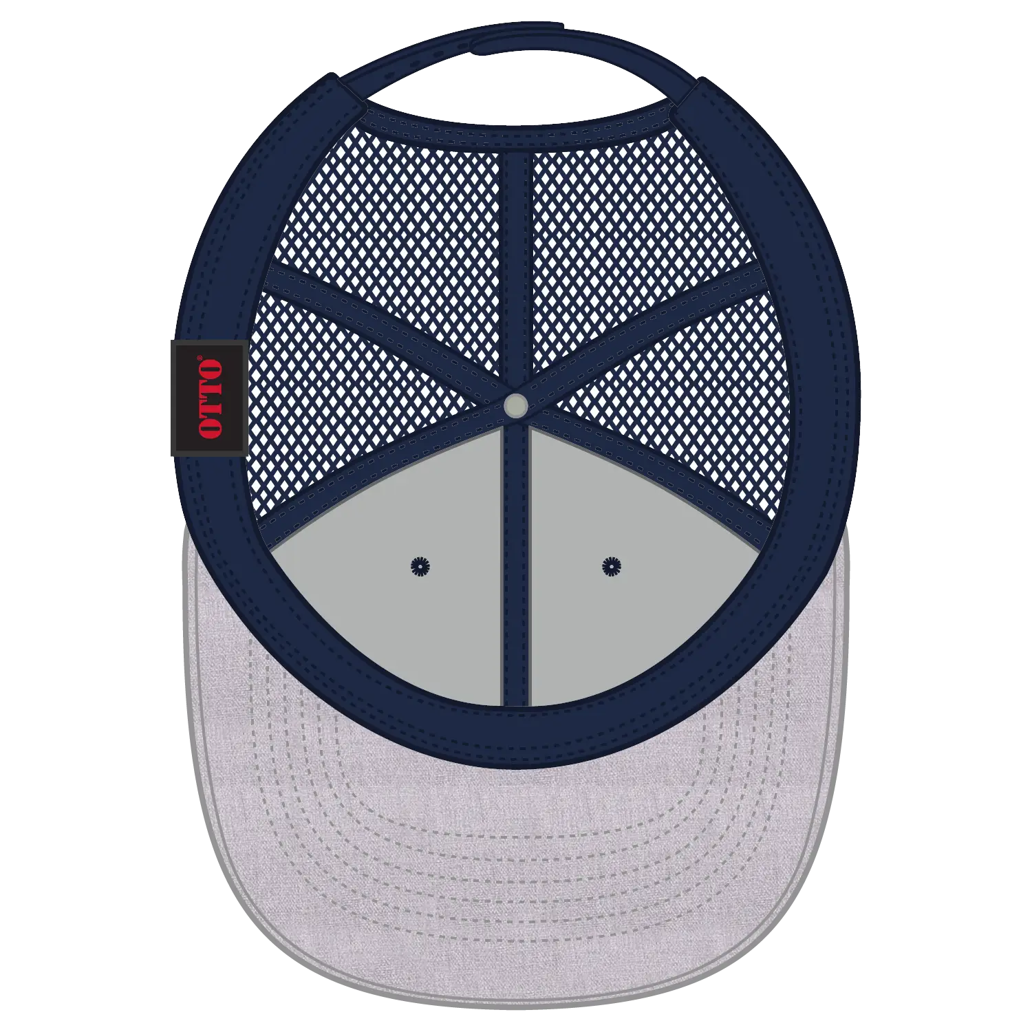 OTTO 83-1239 6 Panel Low Profile Mesh Back Trucker Cap - HeatherGray/Navy/Navy - HeatherGray/Navy/Navy / 6 1/2’’ - 7