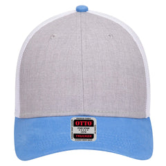 OTTO 83-1239 6 Panel Low Profile Mesh Back Trucker Cap - ColombianBlue/HeatherGray/White