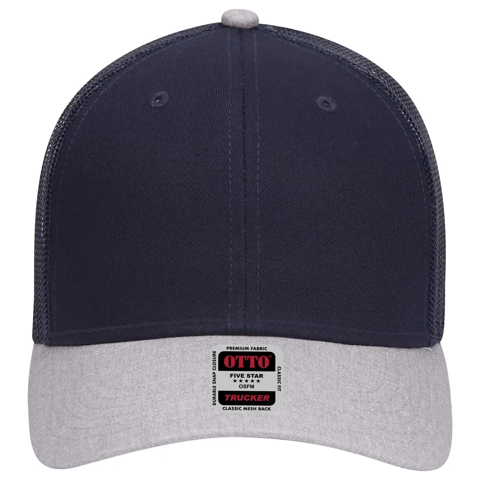 OTTO 83-1239 6 Panel Low Profile Mesh Back Trucker Cap - HeatherGray/Navy/Navy - HeatherGray/Navy/Navy / 6 1/2’’ - 7