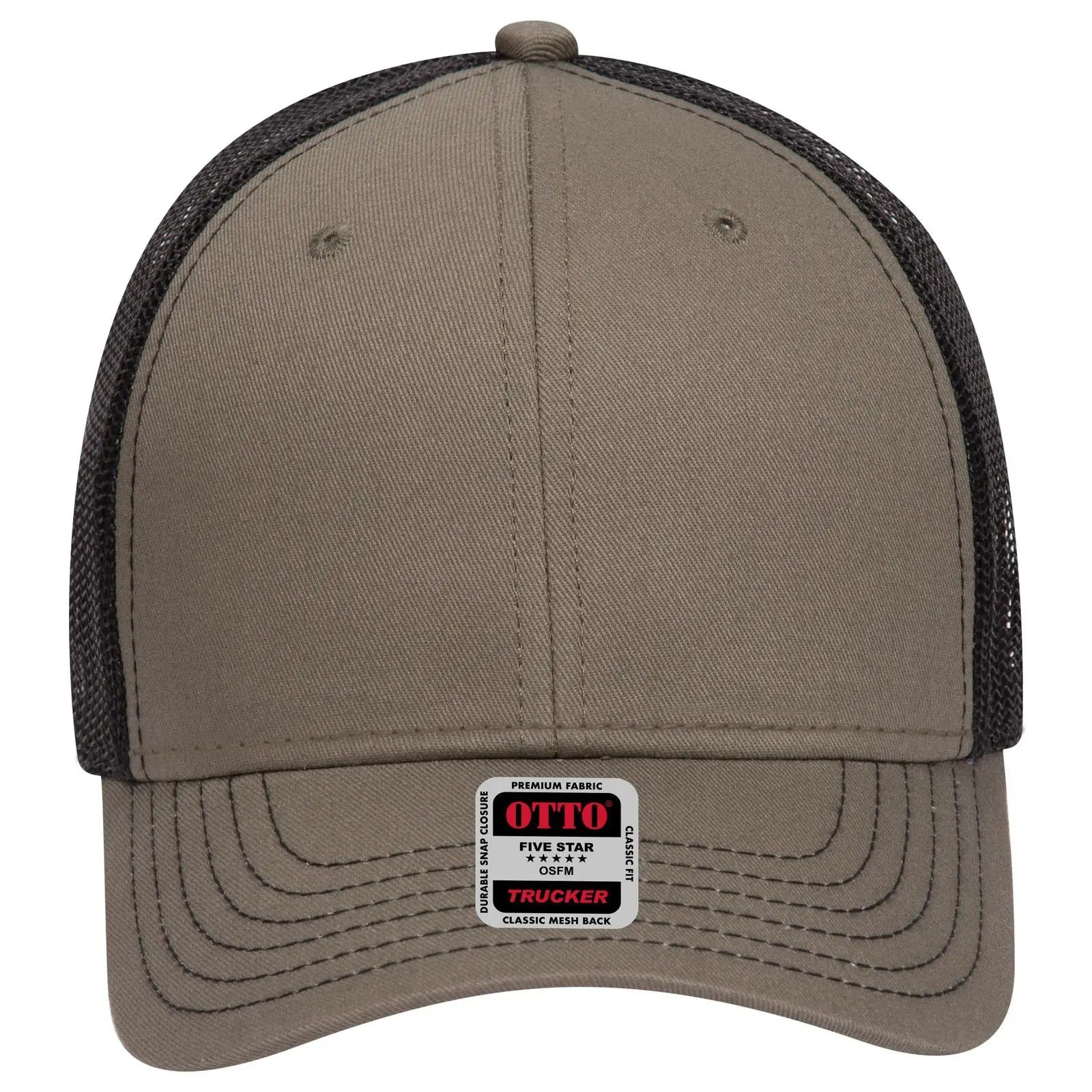 OTTO 83-1239 6 Panel Low Profile Mesh Back Trucker Cap - Ol.Grn/Ol.Grn/Blk - Ol.Grn/Ol.Grn/Blk / 6 1/2’’ - 7 5/8’’