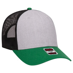 OTTO 83-1239 6 Panel Low Profile Mesh Back Trucker Cap - Kelly/HeatherGray/Black - Kelly/HeatherGray/Black / 6 1/2’’