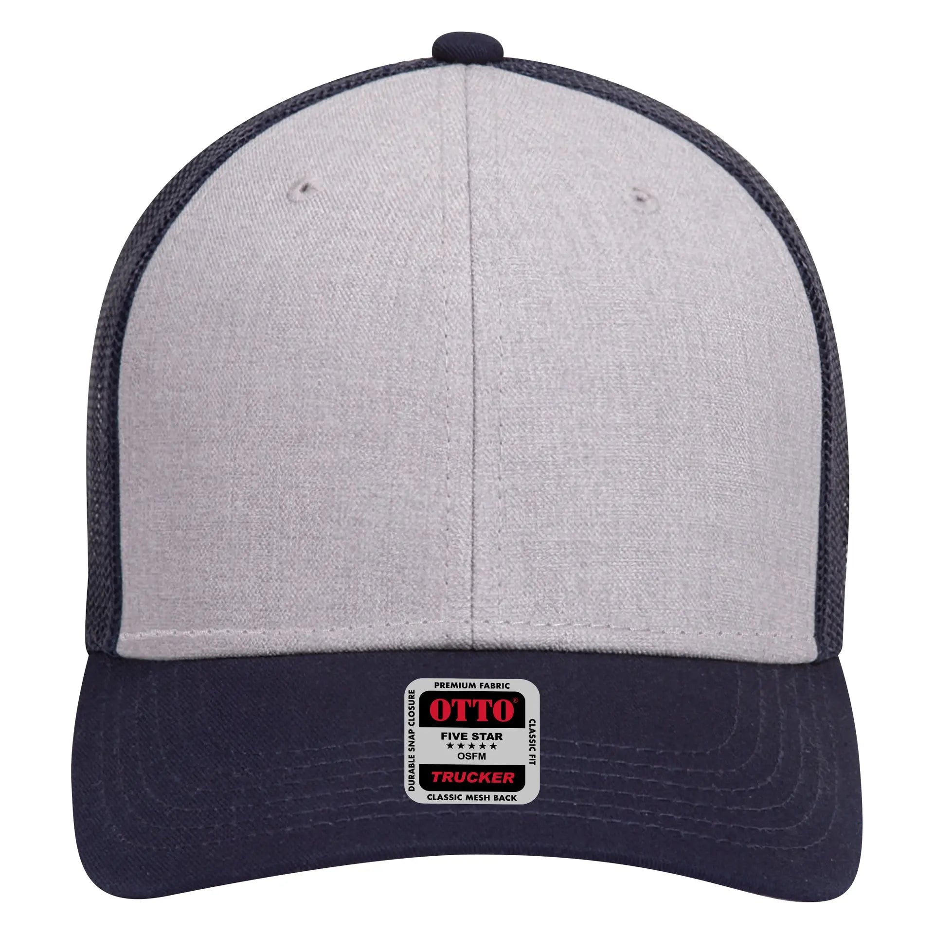 OTTO 83-1239 6 Panel Low Profile Mesh Back Trucker Cap - Navy/HeatherGray/Navy - Navy/HeatherGray/Navy / 6 1/2’’ - 7