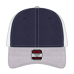 OTTO 83-1239 6 Panel Low Profile Mesh Back Trucker Cap - HeatherGray/Navy/White - HeatherGray/Navy/White / 6 1/2’’ - 7