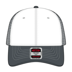 OTTO 83-1239 6 Panel Low Profile Mesh Back Trucker Cap - Ch.Gry/Wht/Ch.Gry - Ch.Gry/Wht/Ch.Gry / 6 1/2’’ - 7 5/8’’