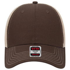 OTTO 83-1239 6 Panel Low Profile Mesh Back Trucker Cap - Dk.Brn/Dk.Brn/Kha - Dk.Brn/Dk.Brn/Kha / 6 1/2’’ - 7 5/8’’