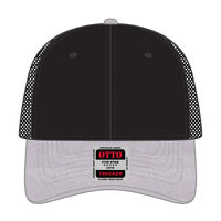 OTTO 83-1239 6 Panel Low Profile Mesh Back Trucker Cap - HeatherGray/Black/Black - HeatherGray/Black/Black / 6 1/2’’