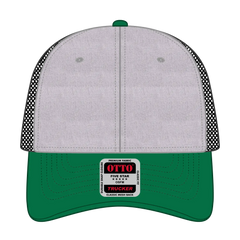 OTTO 83-1239 6 Panel Low Profile Mesh Back Trucker Cap - Kelly/HeatherGray/Black - Kelly/HeatherGray/Black / 6 1/2’’