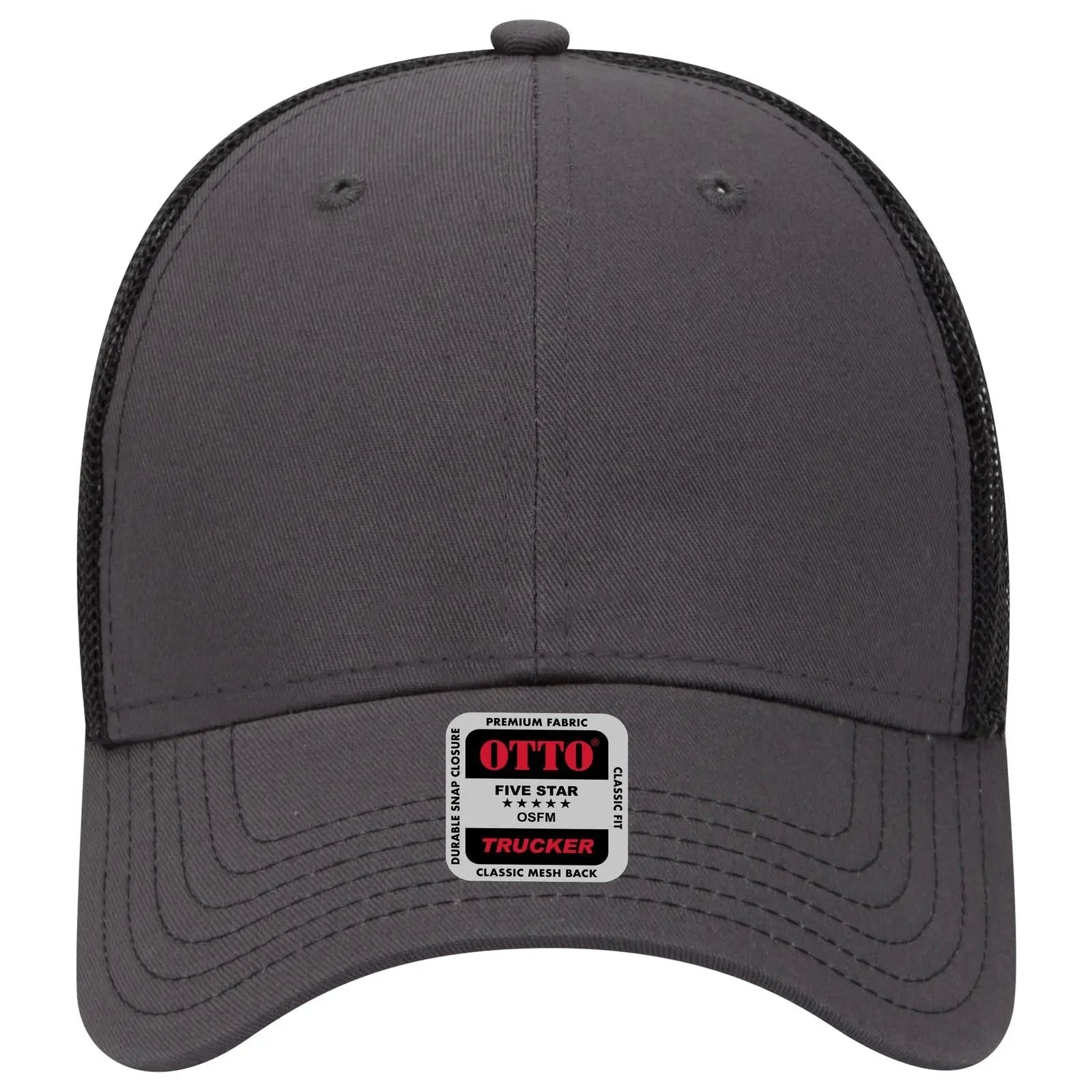 OTTO 83-1239 6 Panel Low Profile Mesh Back Trucker Cap - Ch.Gry/Ch.Gry/Blk - Ch.Gry/Ch.Gry/Blk / 6 1/2’’ - 7 5/8’’