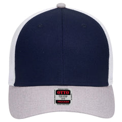 OTTO 83-1239 6 Panel Low Profile Mesh Back Trucker Cap - HeatherGray/Navy/White - HeatherGray/Navy/White / 6 1/2’’ - 7
