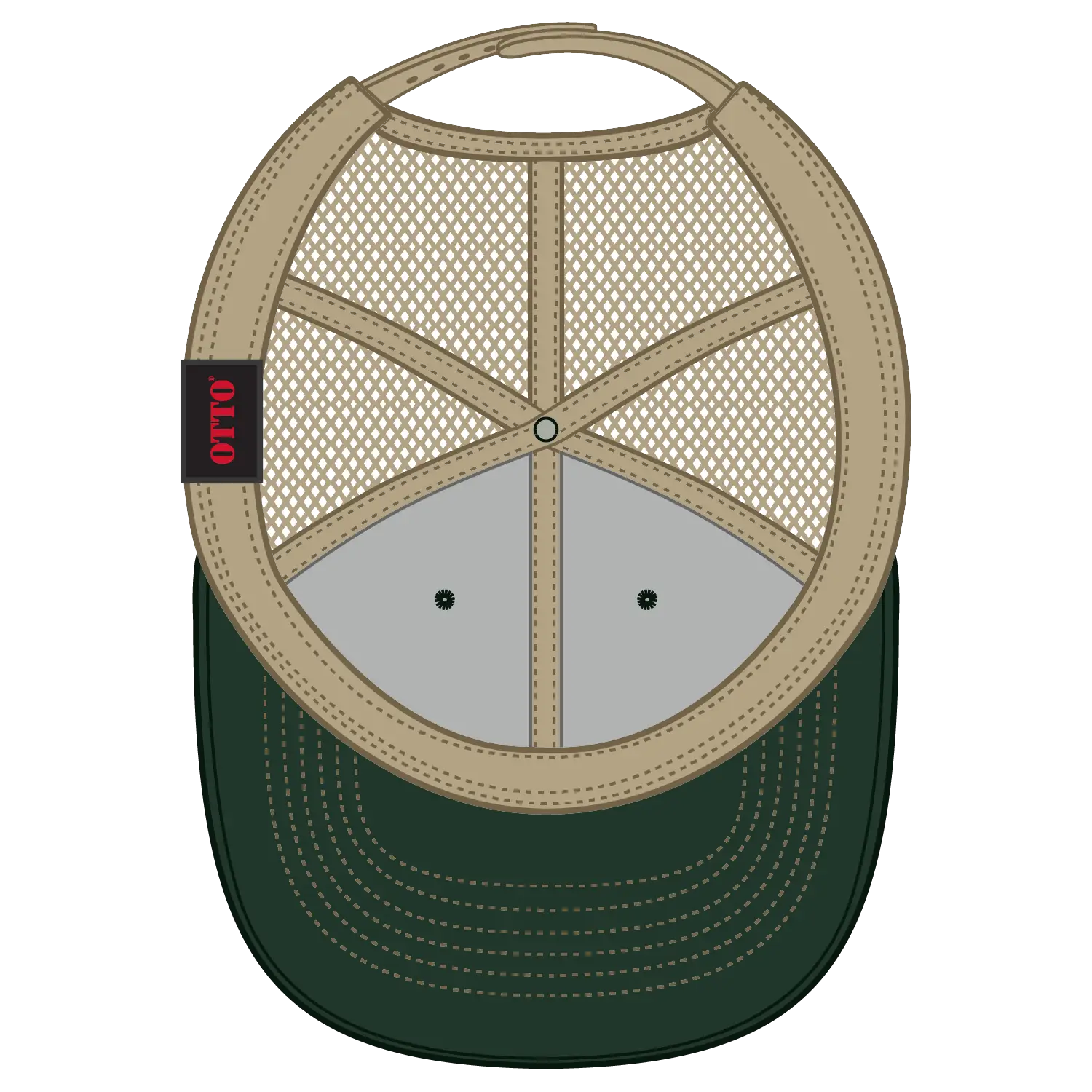 OTTO 83-1239 6 Panel Low Profile Mesh Back Trucker Cap - Dk.Grn/Dk.Grn/Kha - Dk.Grn/Dk.Grn/Kha / 6 1/2’’ - 7 5/8’’