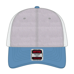 OTTO 83-1239 6 Panel Low Profile Mesh Back Trucker Cap - ColombianBlue/HeatherGray/White