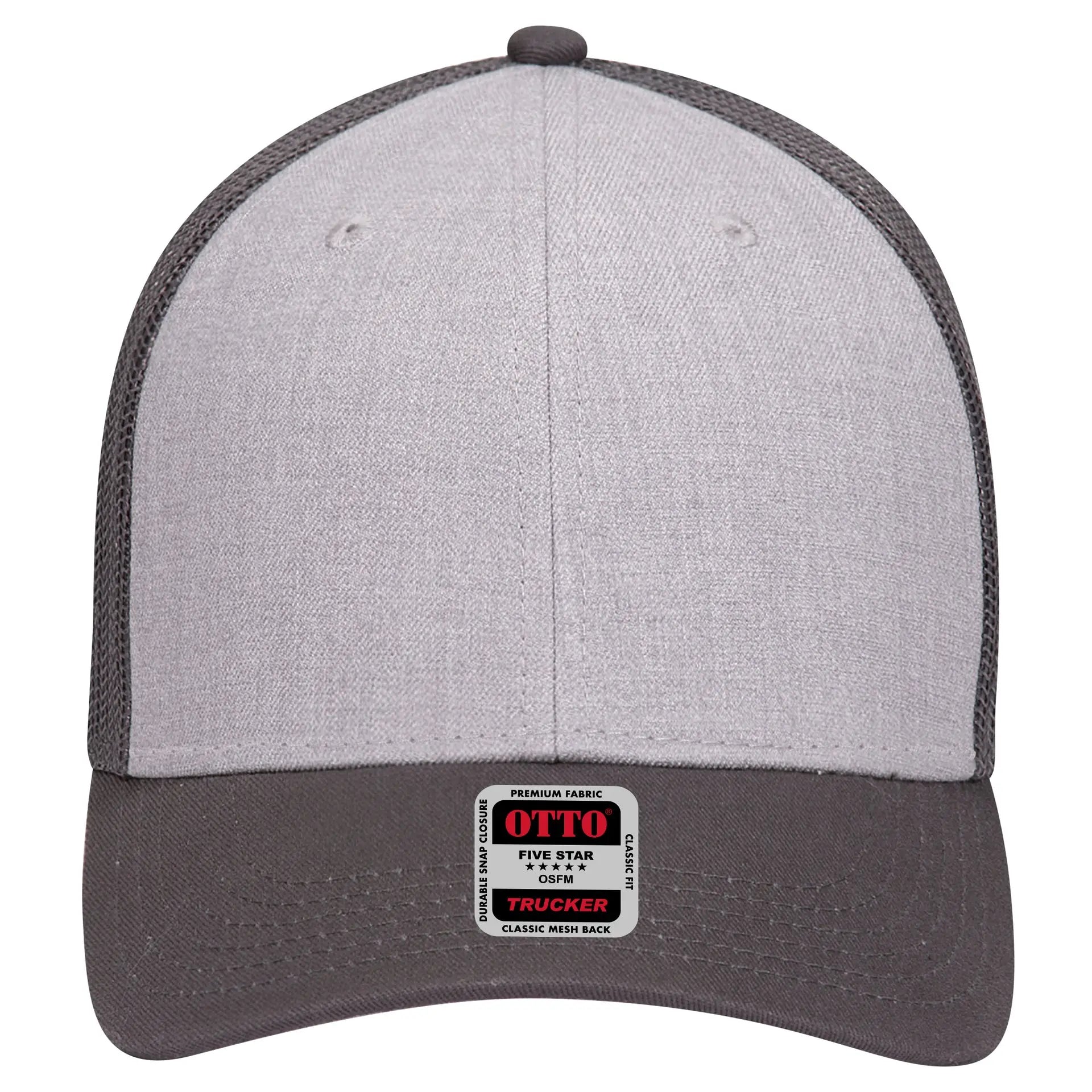 OTTO 83-1239 6 Panel Low Profile Mesh Back Trucker Cap - CharcoalGray/HeatherGray/CharcoalGray