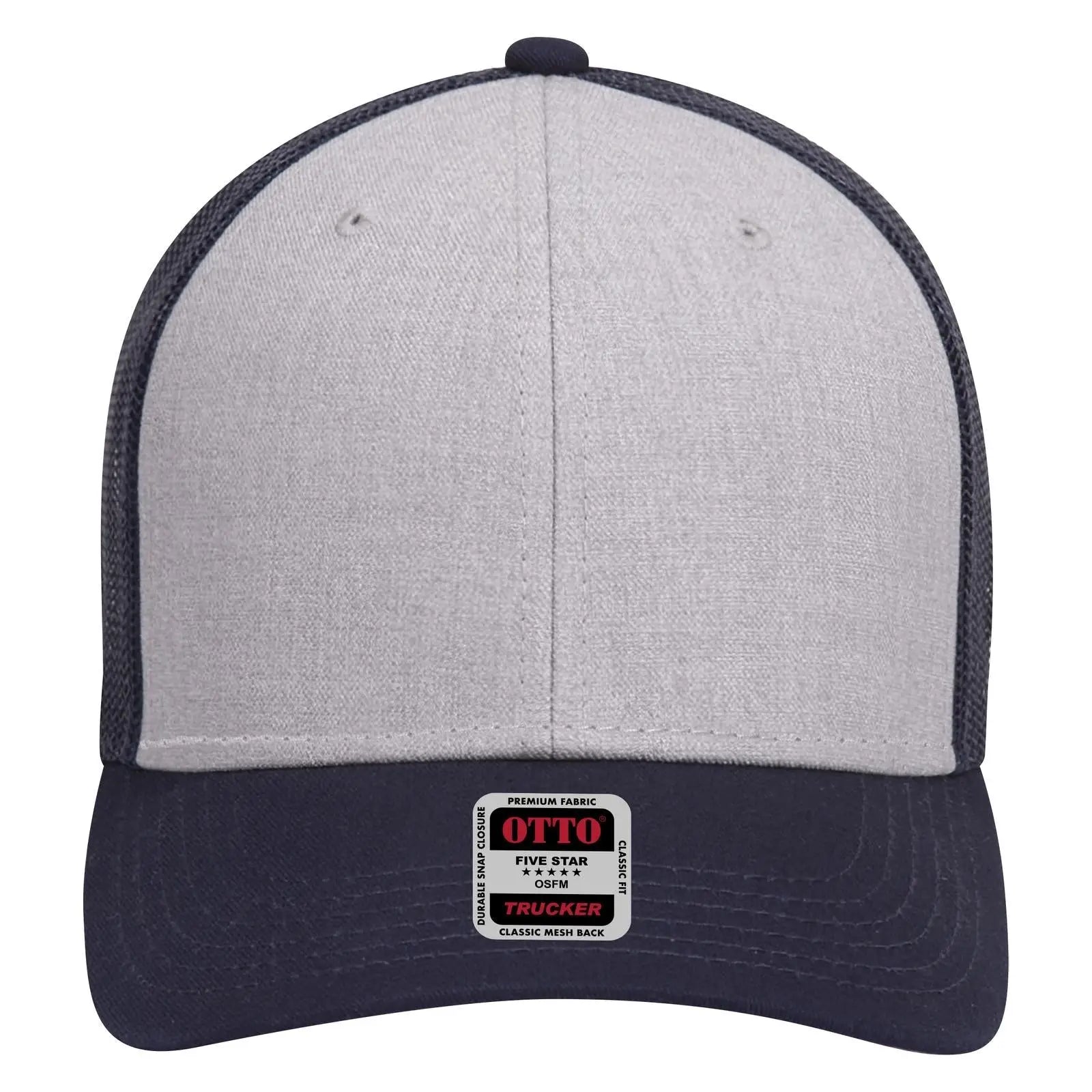 OTTO 83-1239 6 Panel Low Profile Mesh Back Trucker Cap - Navy/HeatherGray/Navy - Navy/HeatherGray/Navy / 6 1/2’’ - 7
