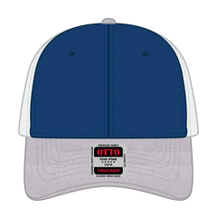 OTTO 83-1239 6 Panel Low Profile Mesh Back Trucker Cap - HeatherGray/Royal/White - HeatherGray/Royal/White / 6 1/2’’