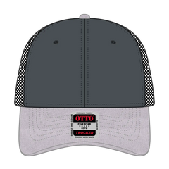 OTTO 83-1239 6 Panel Low Profile Mesh Back Trucker Cap - Ht.Gray/Char.Gray/Blk - Ht.Gray/Char.Gray/Blk / 6 1/2’’ - 7