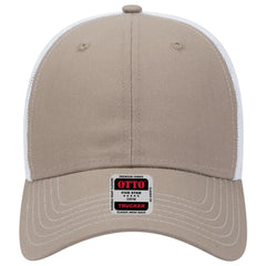 OTTO 83-1239 6 Panel Low Profile Mesh Back Trucker Cap - Dk.Kha/Dk.Kha/Wht - Dk.Kha/Dk.Kha/Wht / 6 1/2’’ - 7 5/8’’