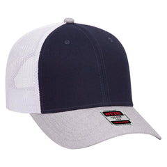 OTTO 83-1239 6 Panel Low Profile Mesh Back Trucker Cap - HeatherGray/Navy/White - HeatherGray/Navy/White / 6 1/2’’ - 7