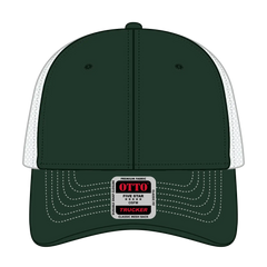 OTTO 83-1239 6 Panel Low Profile Mesh Back Trucker Cap - Dk.Grn/Dk.Grn/Wht - Dk.Grn/Dk.Grn/Wht / 6 1/2’’ - 7 5/8’’