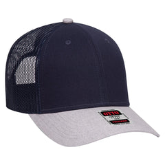 OTTO 83-1239 6 Panel Low Profile Mesh Back Trucker Cap - HeatherGray/Navy/Navy - HeatherGray/Navy/Navy / 6 1/2’’ - 7