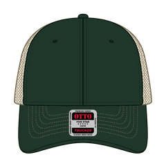 OTTO 83-1239 6 Panel Low Profile Mesh Back Trucker Cap - Dk.Grn/Dk.Grn/Kha - Dk.Grn/Dk.Grn/Kha / 6 1/2’’ - 7 5/8’’